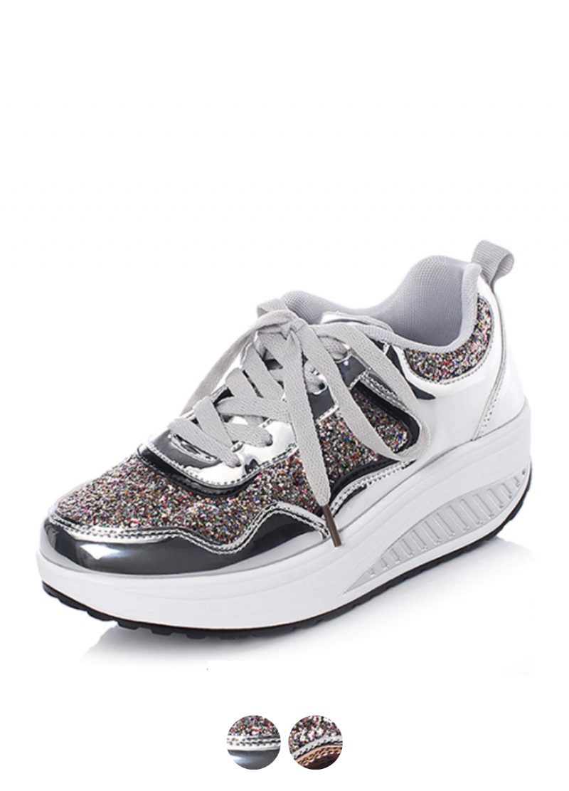 Adonis Kvinders Flat Med Platform Patent Sneakers Sko