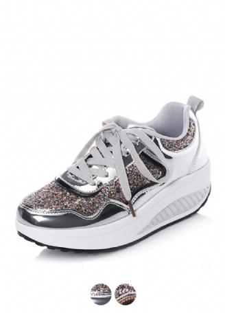 Adonis Kvinders Flat Med Platform Patent Sneakers Sko