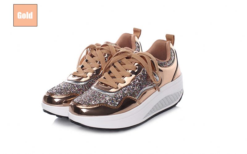 Adonis Kvinders Flat Med Platform Patent Sneakers Sko - Sølv