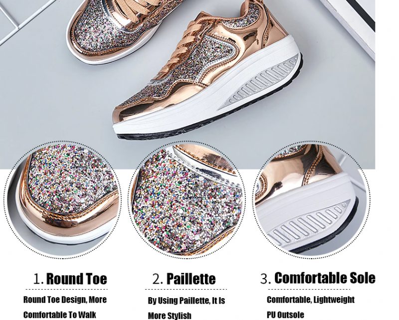Adonis Kvinders Flat Med Platform Patent Sneakers Sko - Sølv