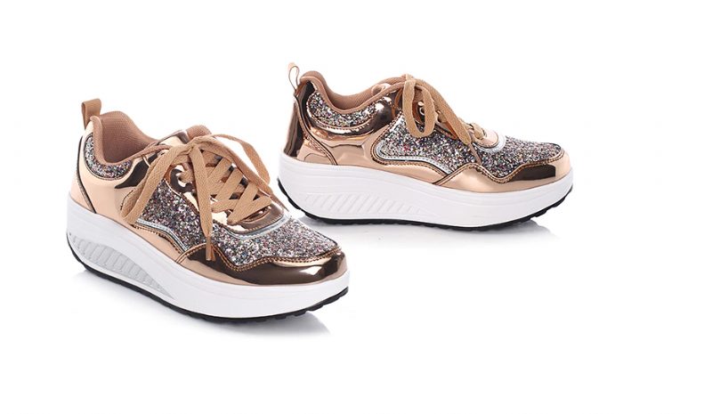 Adonis Kvinders Flat Med Platform Patent Sneakers Sko - Sølv