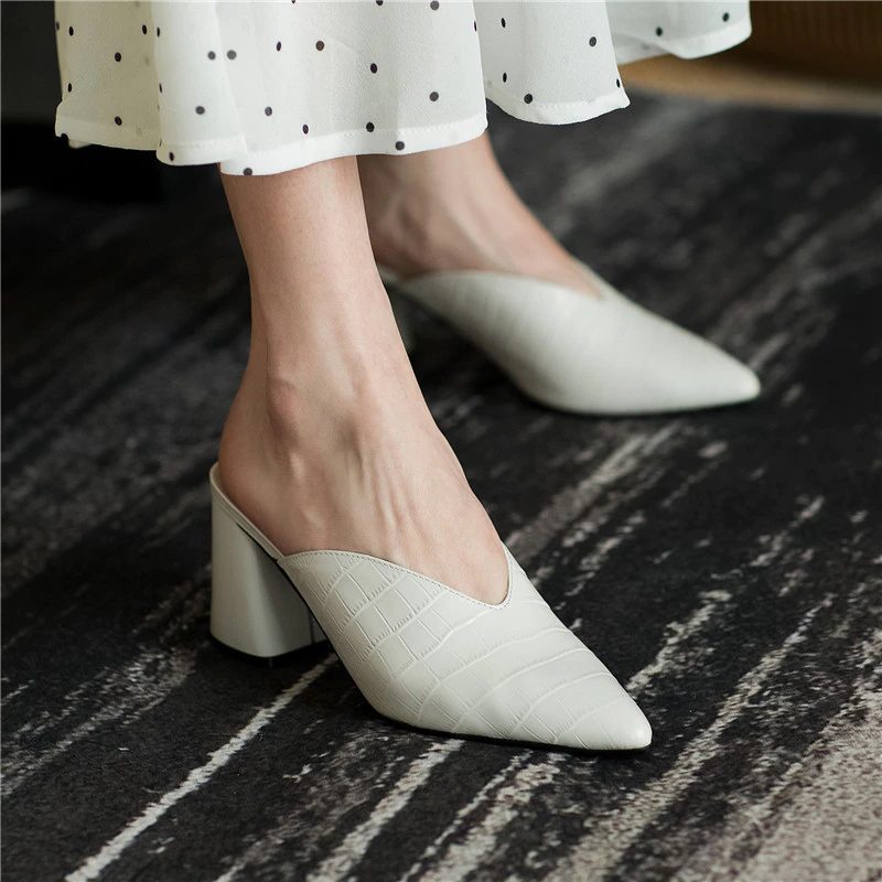 Alandra Mule Pump Sko I Læder Til Kvinder - Pink