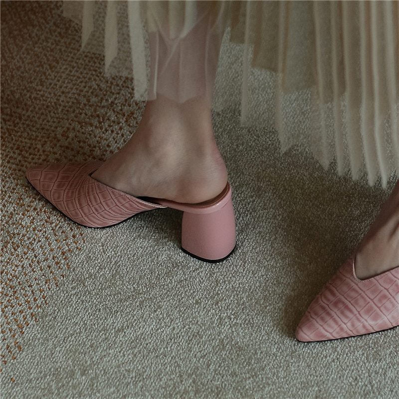 Alandra Mule Pump Sko I Læder Til Kvinder - Pink