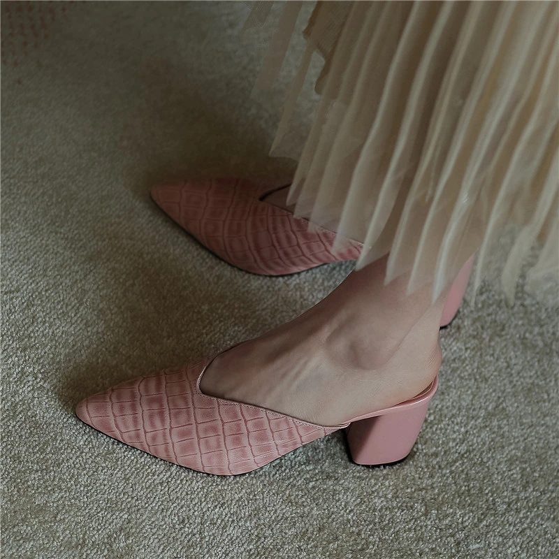 Alandra Mule Pump Sko I Læder Til Kvinder - Pink