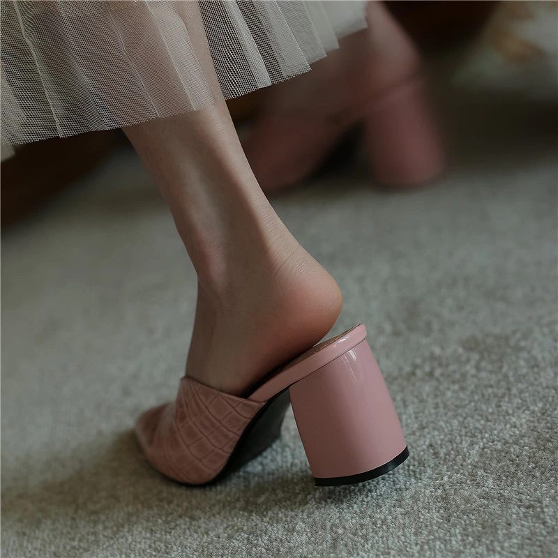 Alandra Mule Pump Sko I Læder Til Kvinder - Pink