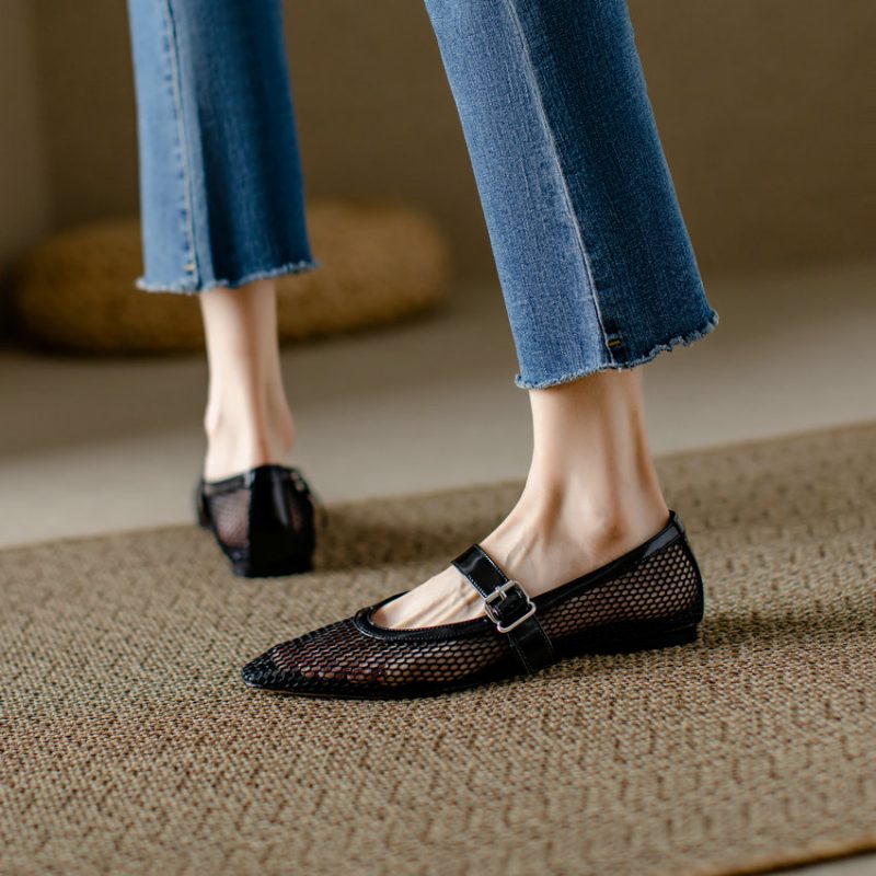 Albanien Kvinders Casual Mesh Flat - Sort