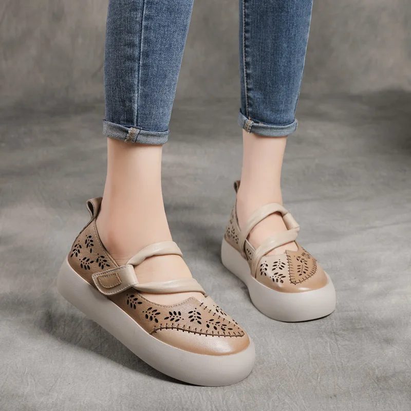 Albany Platform Flade Sko Til Kvinder - Beige