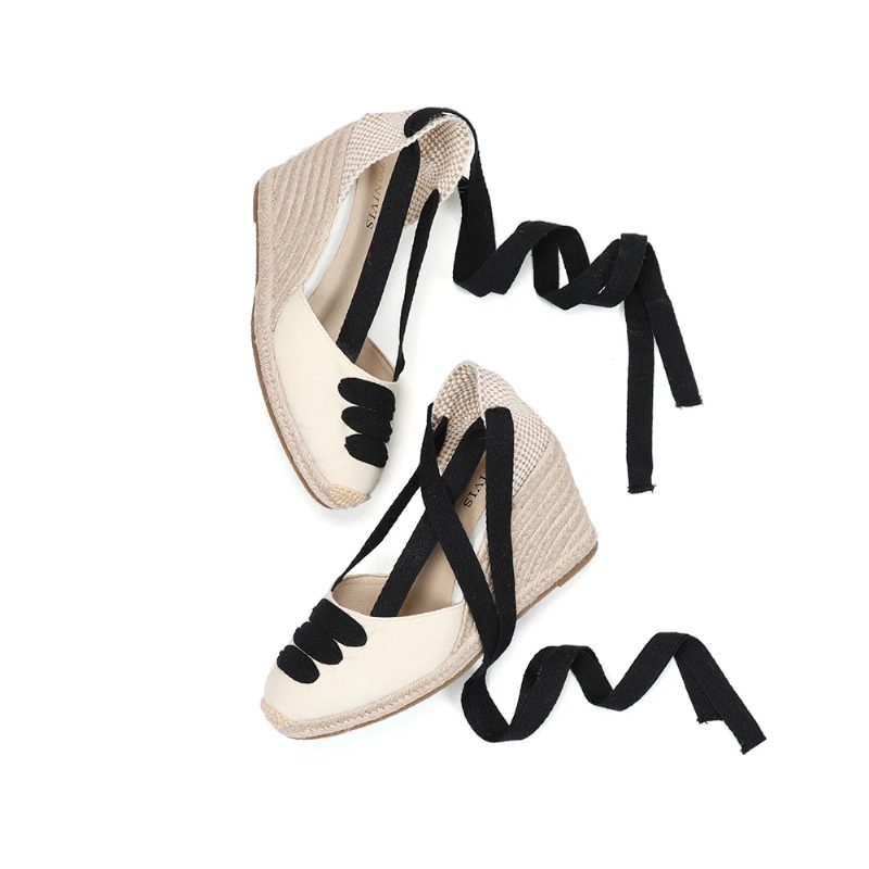Albertina Espadrille Wedges-sandaler Til Kvinder - Sort 7.5 cm