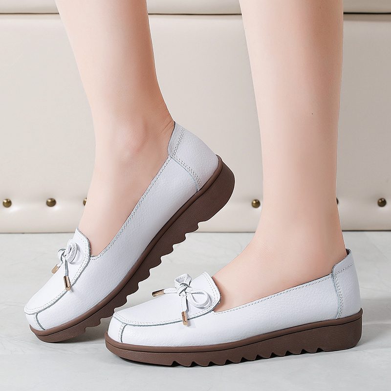 Alfonsina Slip-on Platform Loafer Sko I Læder Til Kvinder - Beige