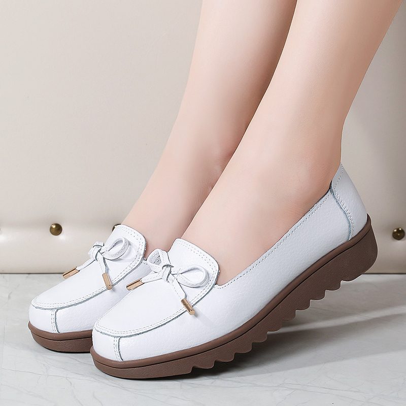 Alfonsina Slip-on Platform Loafer Sko I Læder Til Kvinder - Beige