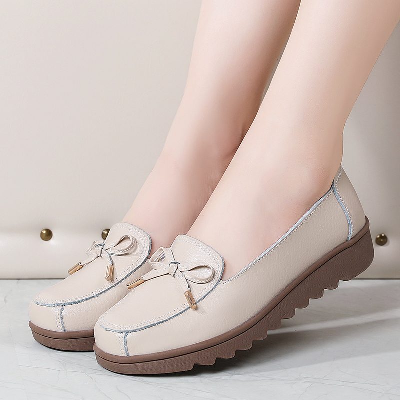 Alfonsina Slip-on Platform Loafer Sko I Læder Til Kvinder - Beige