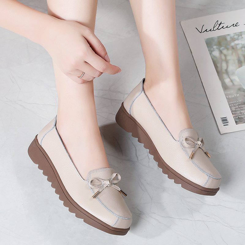 Alfonsina Slip-on Platform Loafer Sko I Læder Til Kvinder - Beige