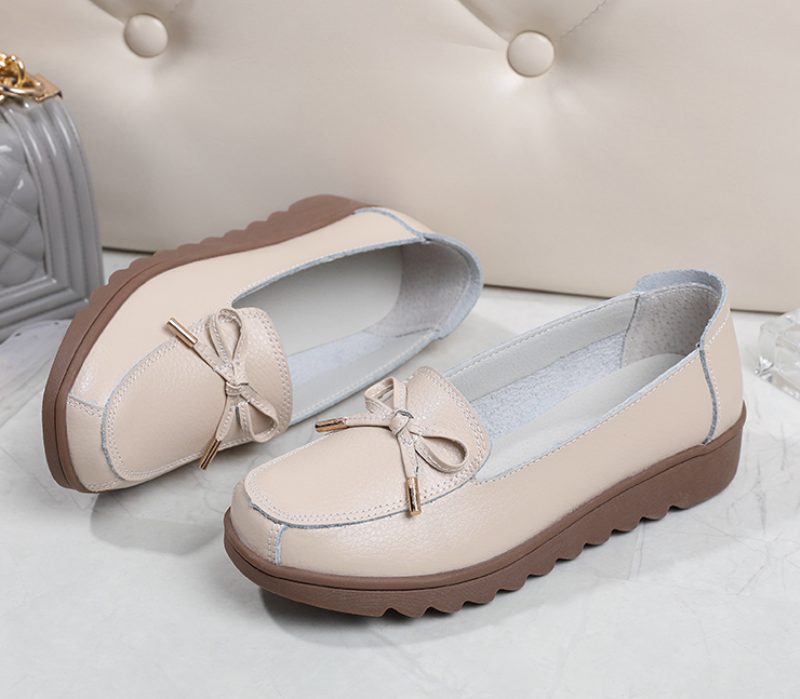 Alfonsina Slip-on Platform Loafer Sko I Læder Til Kvinder - Beige
