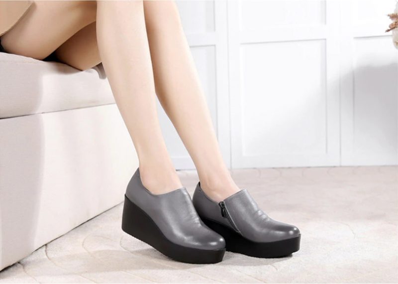 Alix Dame Forår Efterår Slip-on Platform Sko - Grå