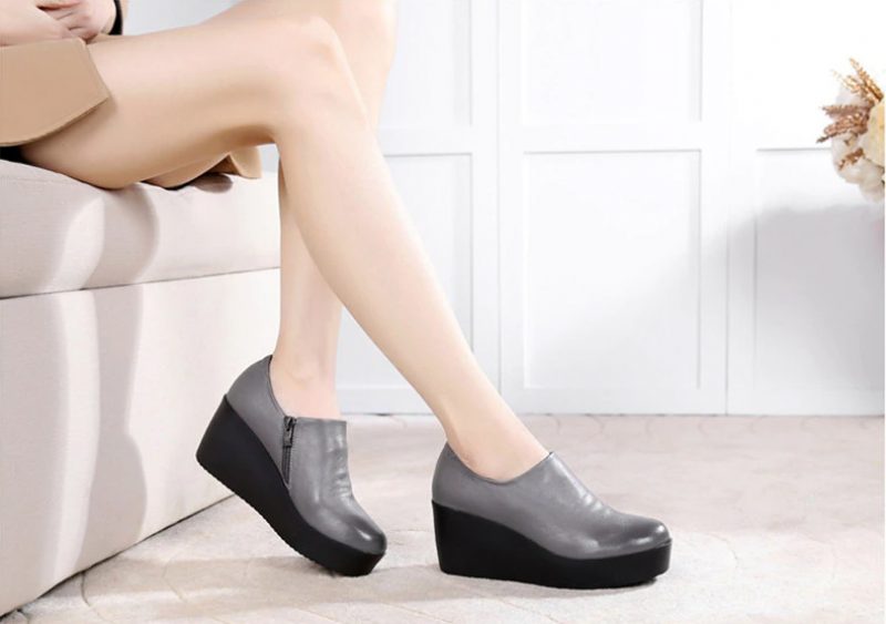 Alix Dame Forår Efterår Slip-on Platform Sko - Grå