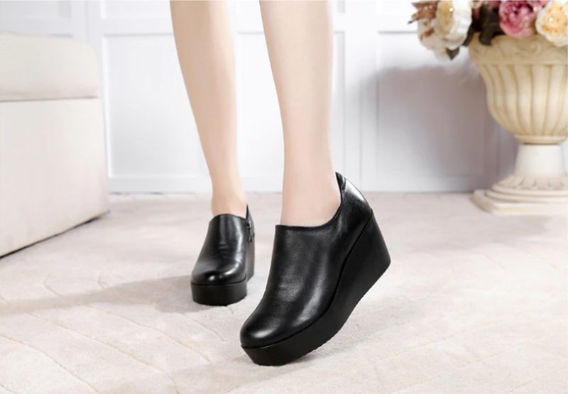Alix Dame Forår Efterår Slip-on Platform Sko - Grå