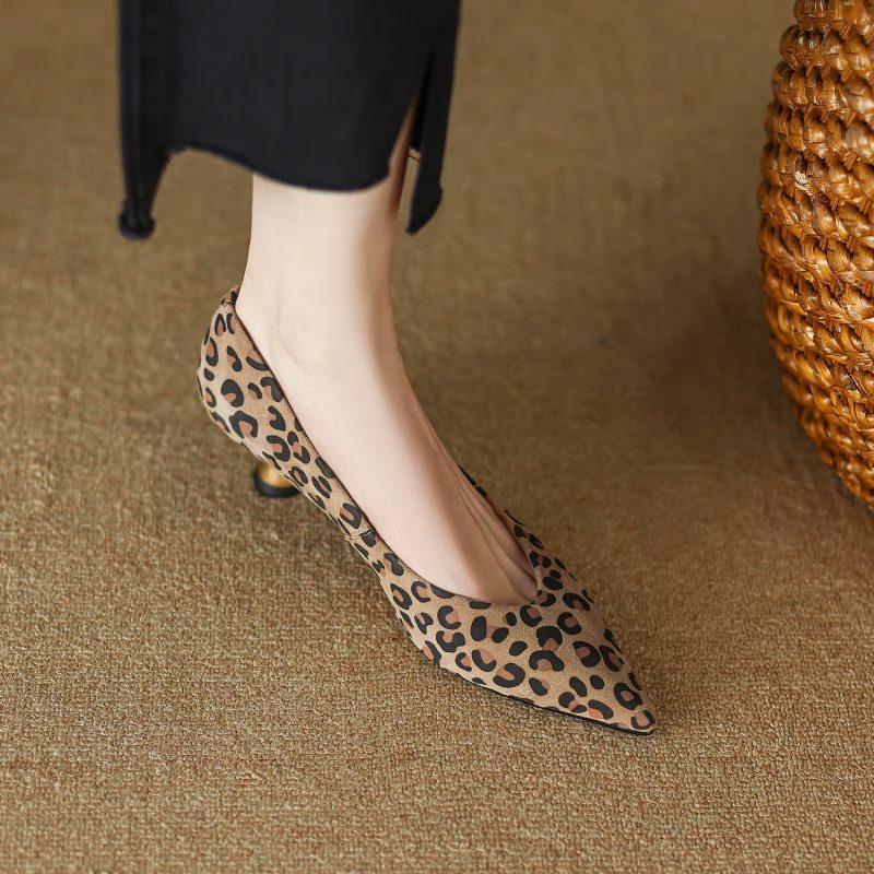 Alle Kvinders Spidse Elegante Pumps - Dyreagtig Print