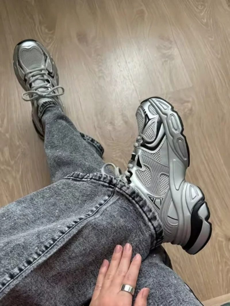 Alma Chunky Sneakers Med Snørebånd Til Kvinder - Grå