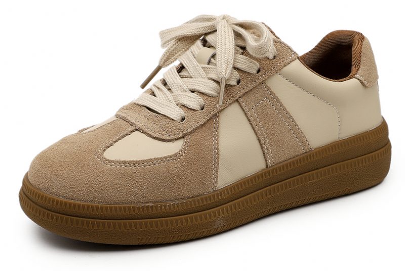 Alma Sneaker I Læder Med Snørebånd Til Kvinder - Kakhi