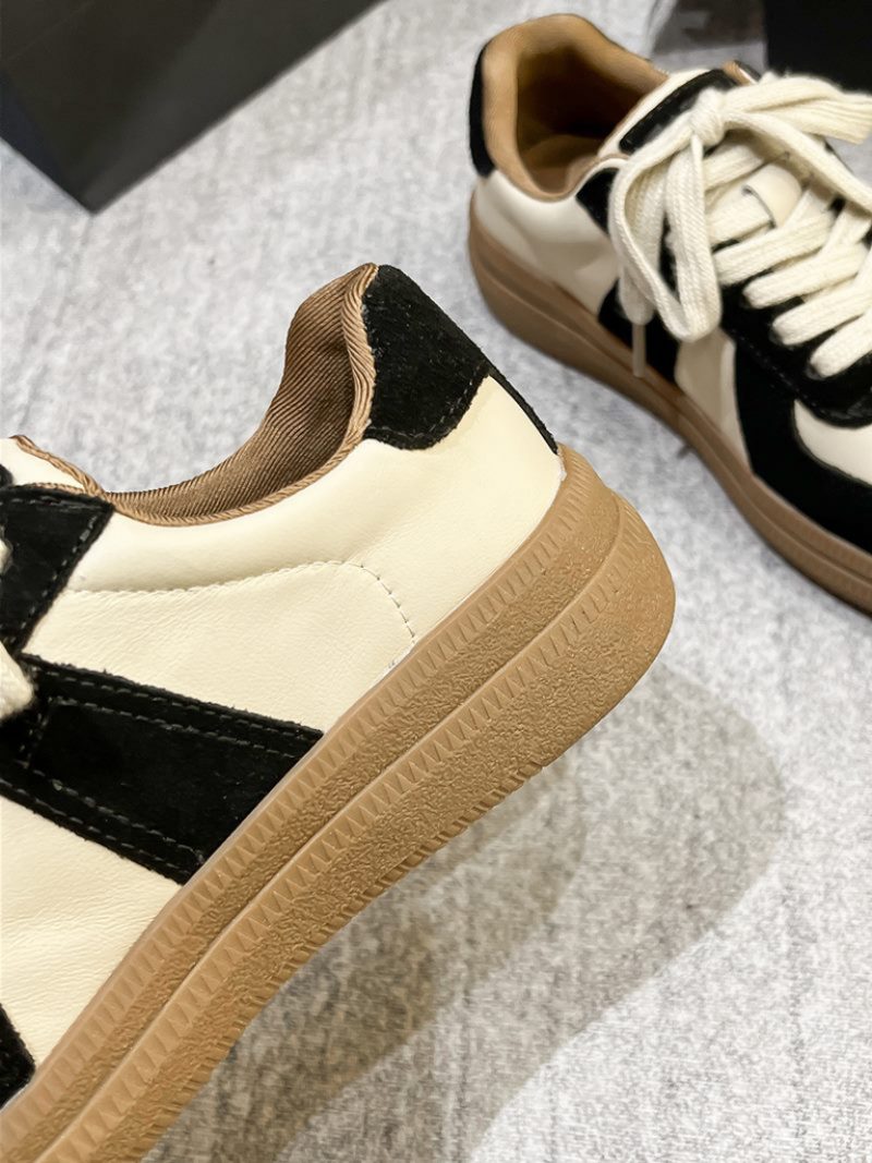 Alma Sneaker I Læder Med Snørebånd Til Kvinder - Kakhi