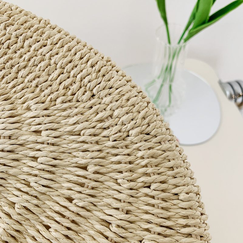 Almeja Dame Halm Håndtaske Med Rundt Håndtag - Beige