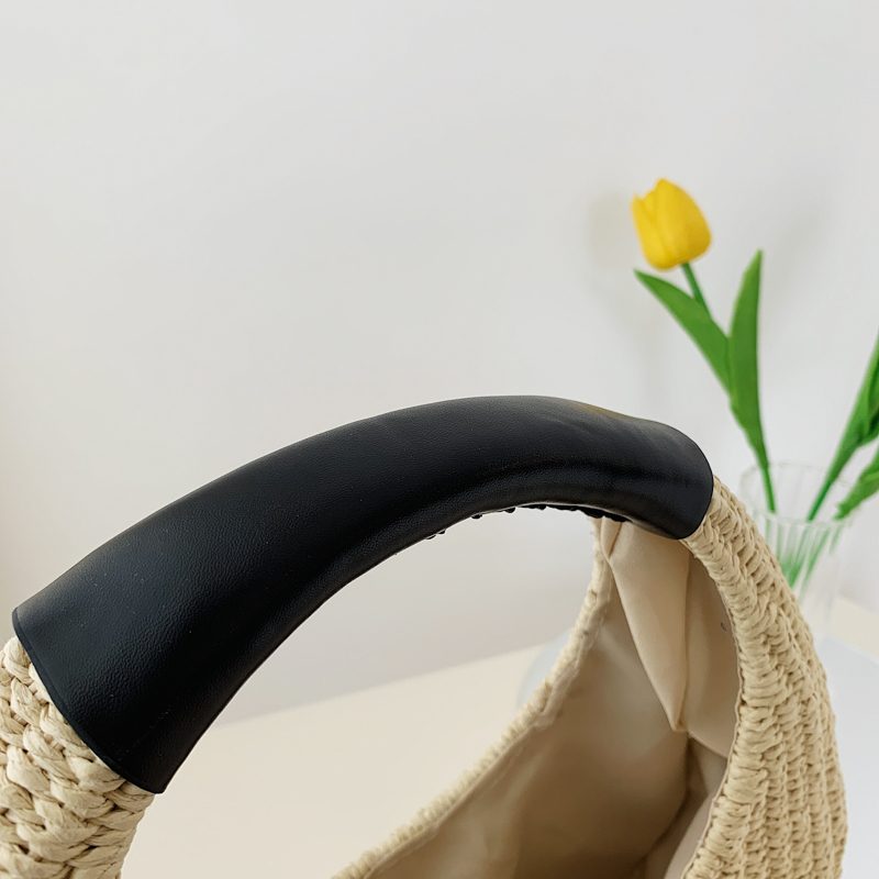 Almeja Dame Halm Håndtaske Med Rundt Håndtag - Beige