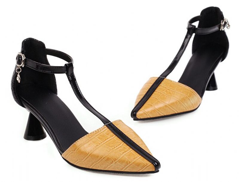 Almeja Retro Fashion Pump Sko Til Kvinder - Gul