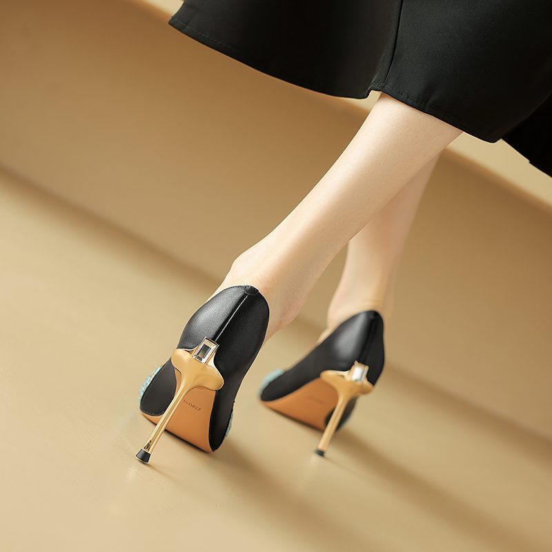 Alondra Læder Pointed Dress Pumps - Sort