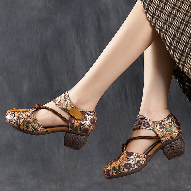 Amarantha Damesandaler Sommerprint - Sort