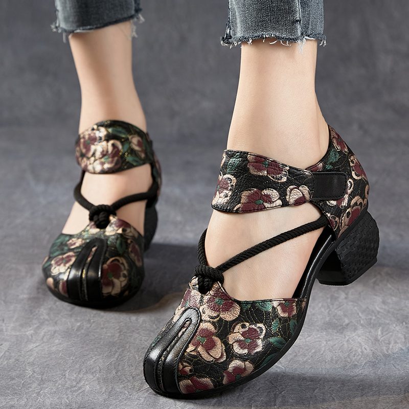 Amarantha Damesandaler Sommerprint - Sort