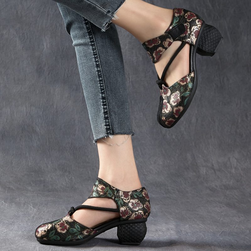Amarantha Damesandaler Sommerprint - Sort
