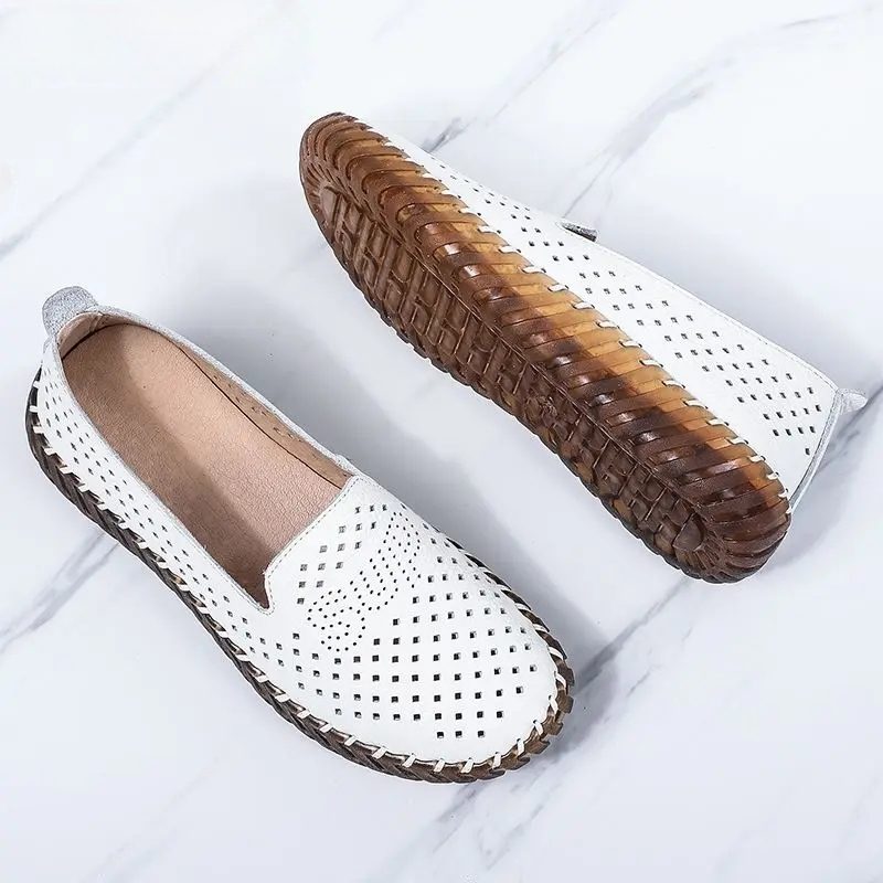 Amelia Åndbare Flade Loafers Til Kvinder - Beige Hul