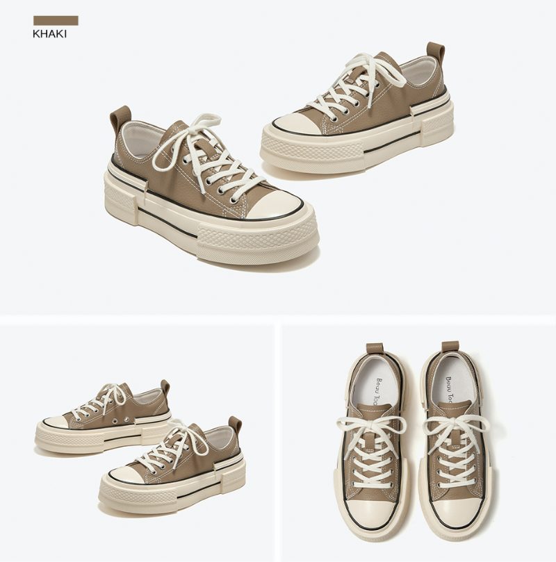 Amelia Sneakers I Læder På Platformen Til Kvinder - Khaki