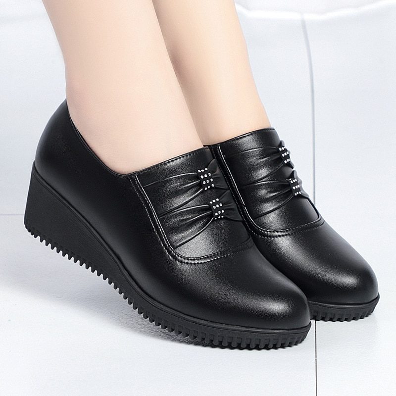 Amery Wedges Platform Sko Til Kvinder - Sort Uden Plys