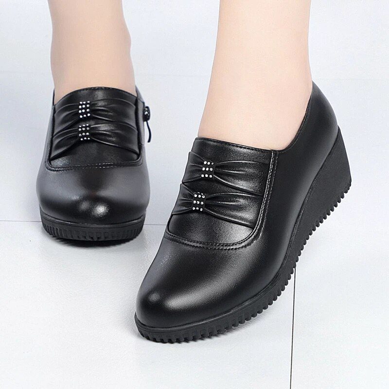 Amery Wedges Platform Sko Til Kvinder - Sort Uden Plys
