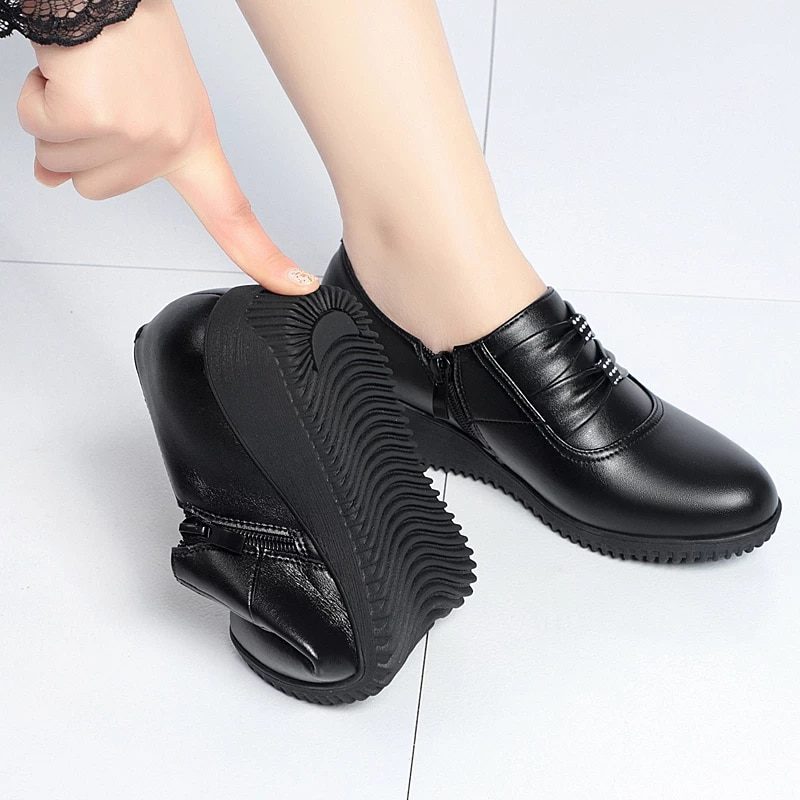 Amery Wedges Platform Sko Til Kvinder - Sort Uden Plys