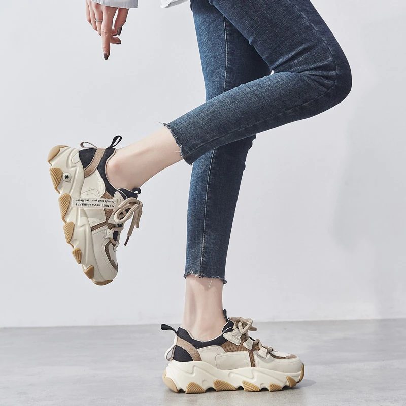Angelis Platform Sneaker Til Kvinder - Abrikos