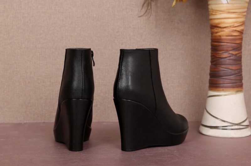 Aranea Wedges-støvler Til Kvinder - Sort tyk pels 10 cm