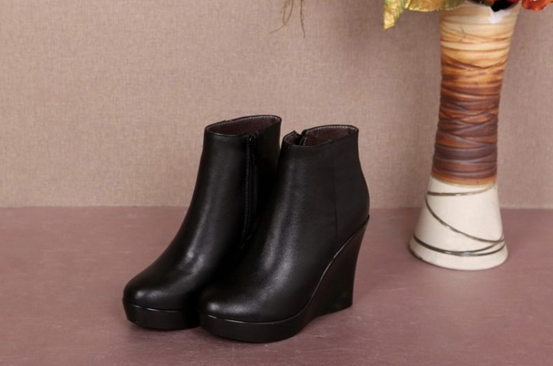 Aranea Wedges-støvler Til Kvinder - Sort tyk pels 10 cm