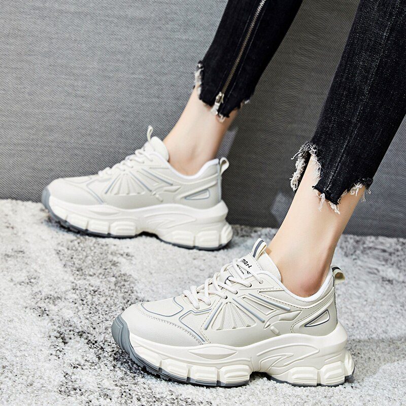 Arjona Åndbar Sneaker I Læder Til Kvinder - Beige