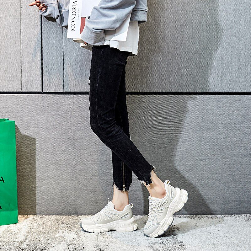 Arjona Åndbar Sneaker I Læder Til Kvinder - Beige
