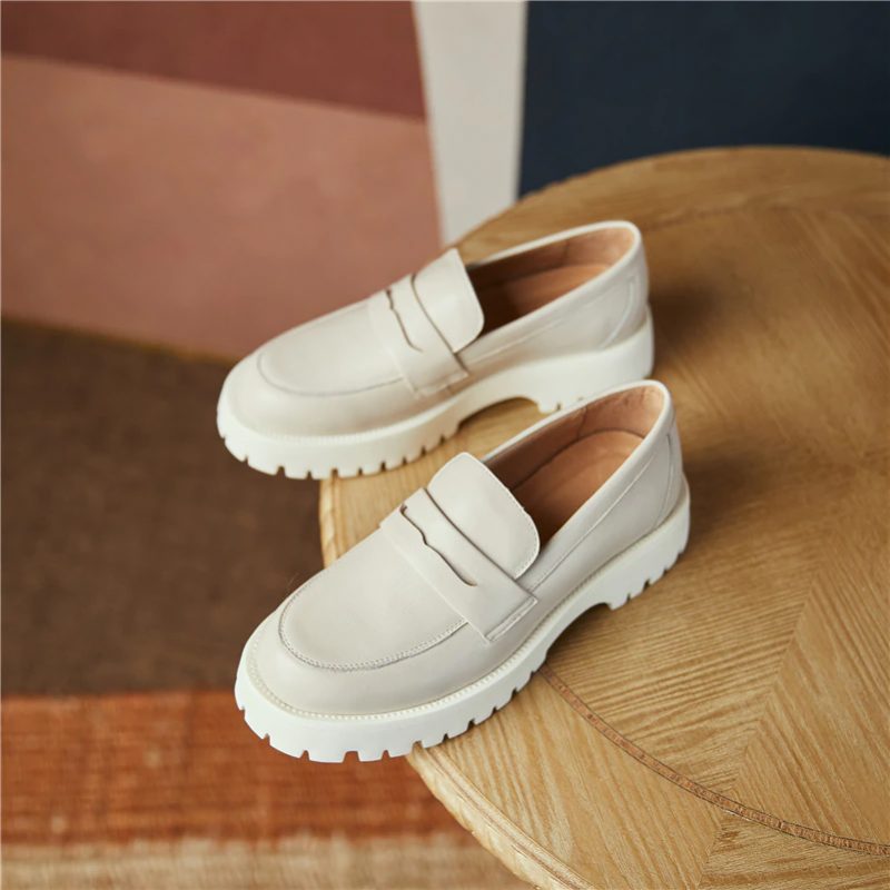 Aroa Loafer Sko I Læder Til Kvinder - Beige