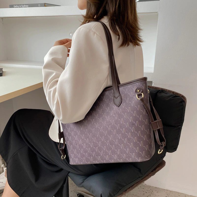 Audrey Dame Designer Høj Kapacitet Stor Skulder Håndtaske - Beige