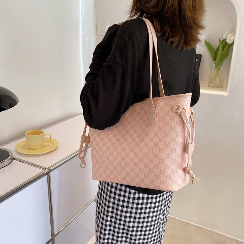 Audrey Dame Designer Høj Kapacitet Stor Skulder Håndtaske - Beige