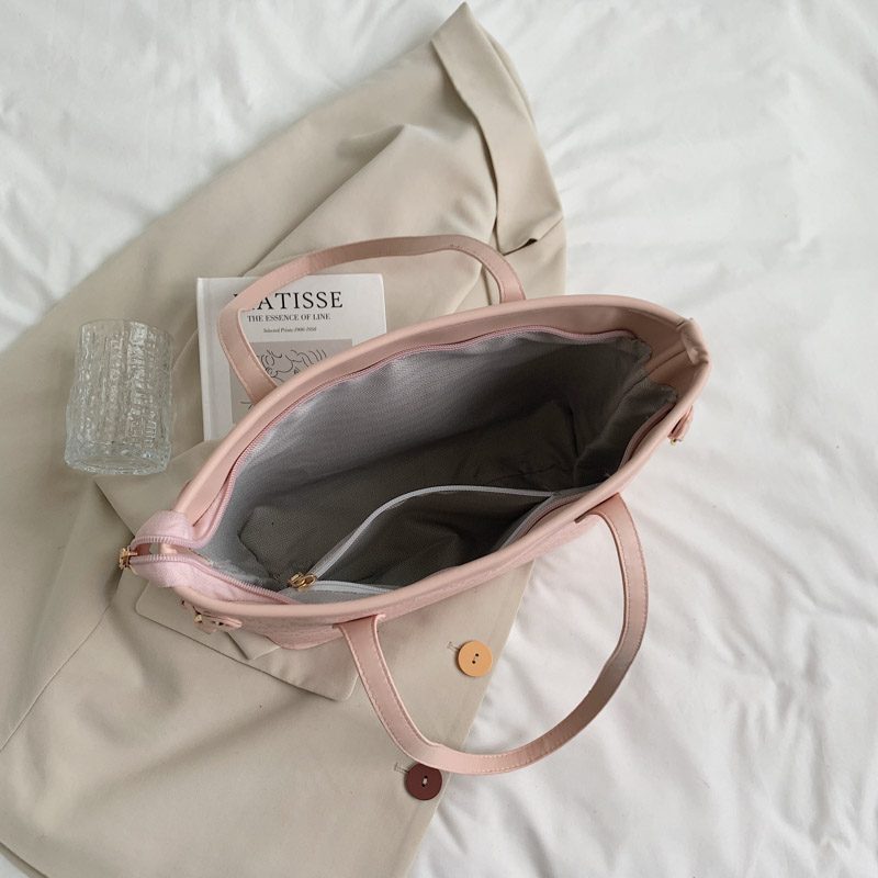 Audrey Dame Designer Høj Kapacitet Stor Skulder Håndtaske - Beige