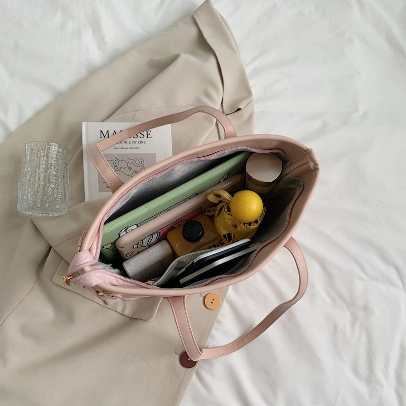 Audrey Dame Designer Høj Kapacitet Stor Skulder Håndtaske - Beige