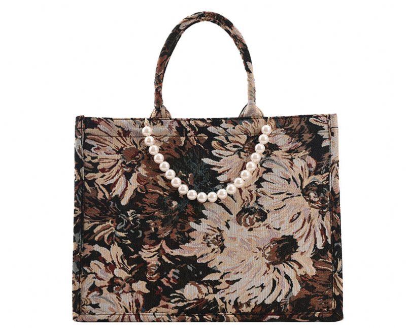 Azalea Dame Luxury Designer Large Tote Hadbag - Stor Brun