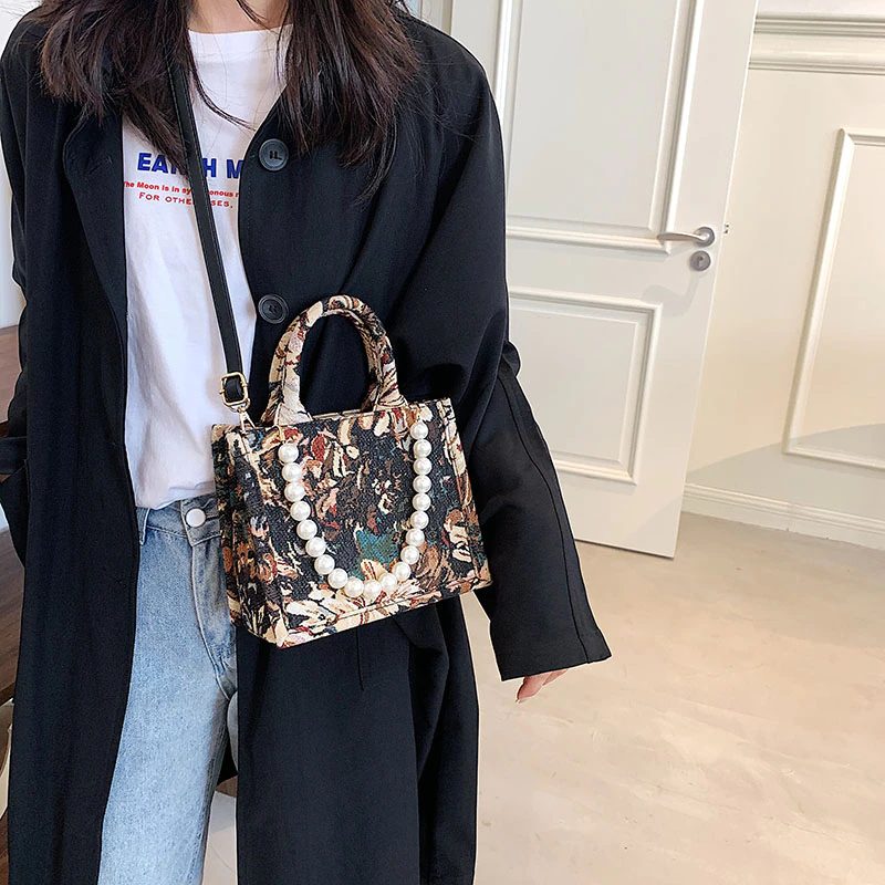 Azalea Dame Luxury Designer Large Tote Hadbag - Stor Brun