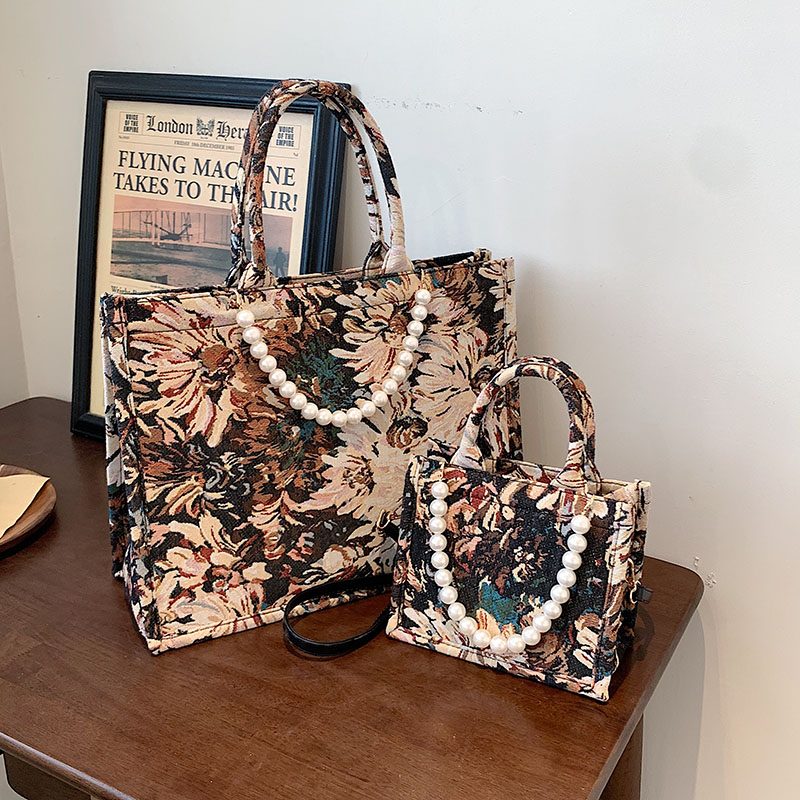 Azalea Dame Luxury Designer Large Tote Hadbag - Stor Brun