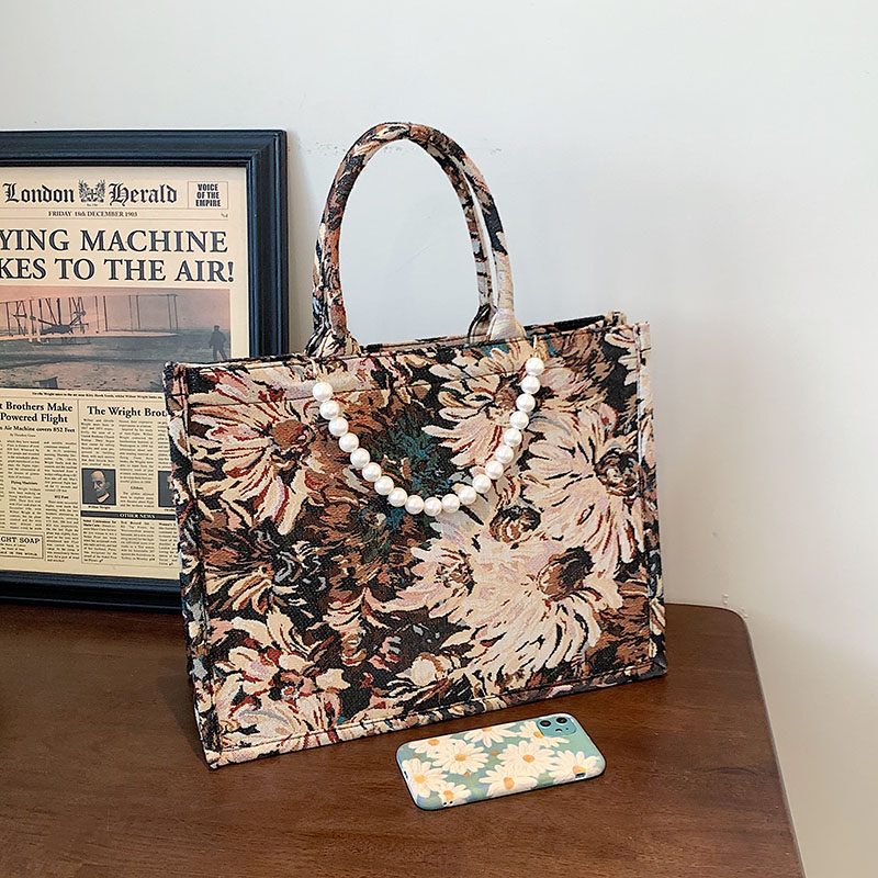 Azalea Dame Luxury Designer Large Tote Hadbag - Stor Brun